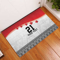 Ikale Tahi Pacific Tonga Rugby Custom Rubber Doormat Tongan Ngatu with Flag Pattern