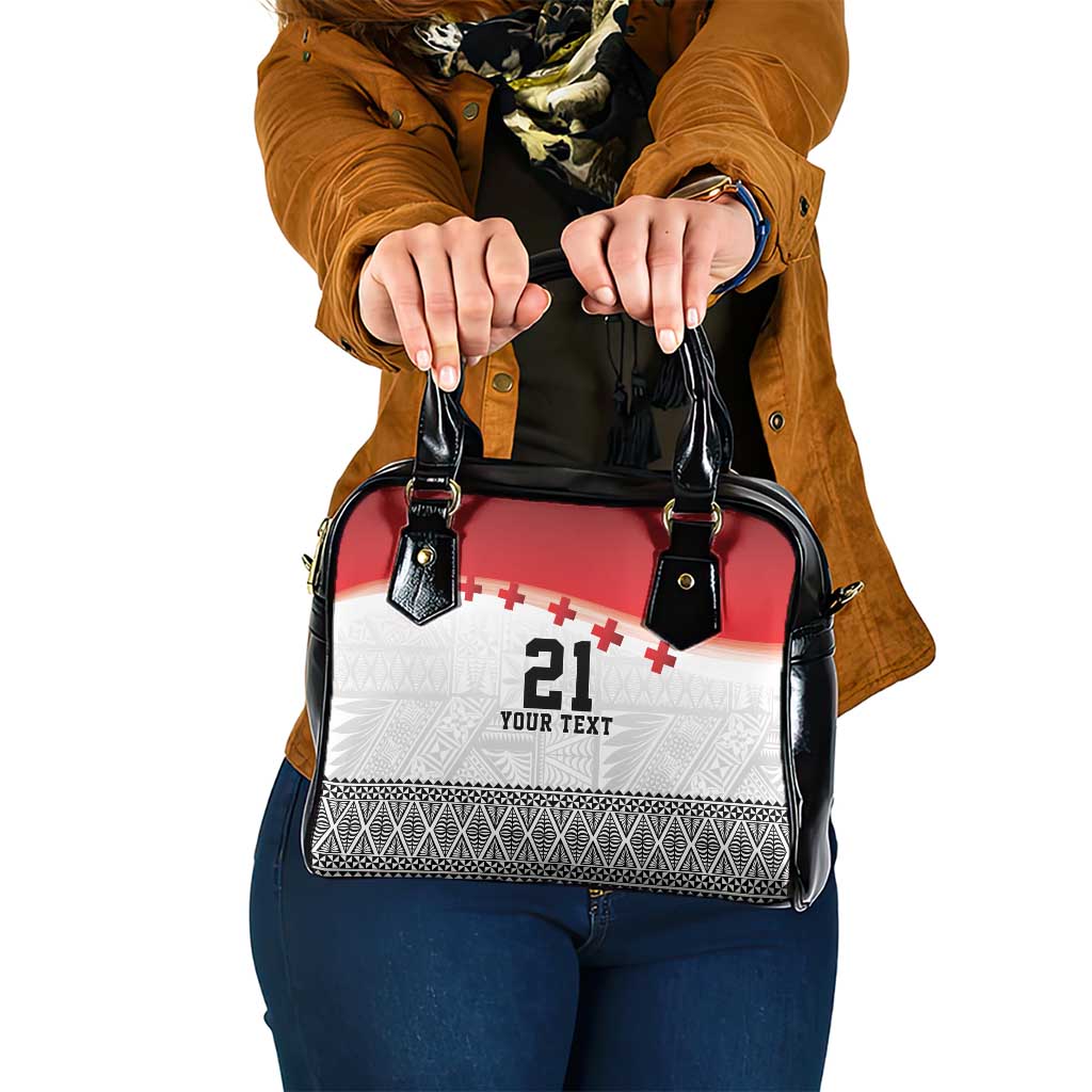 Ikale Tahi Pacific Tonga Rugby Custom Shoulder Handbag Tongan Ngatu with Flag Pattern LT9 One Size Red - Polynesian Pride