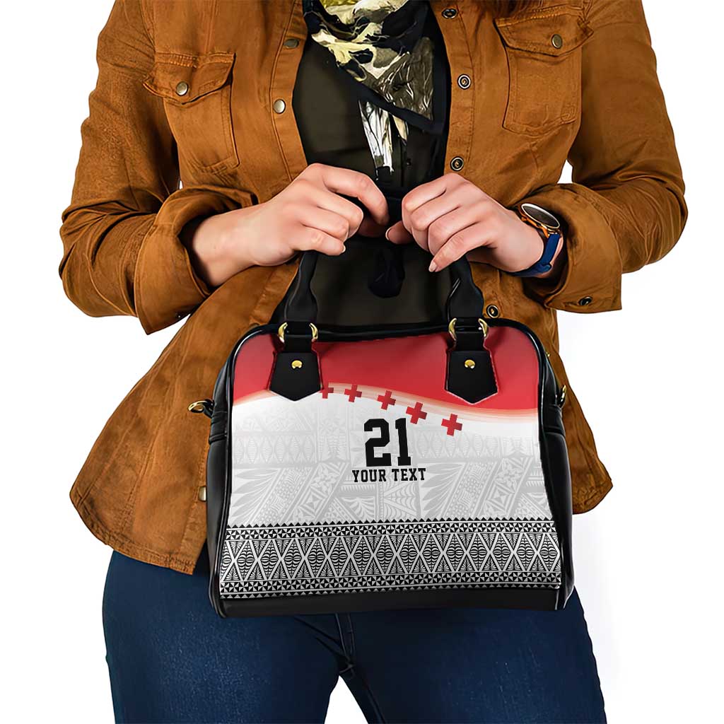 Ikale Tahi Pacific Tonga Rugby Custom Shoulder Handbag Tongan Ngatu with Flag Pattern LT9 - Polynesian Pride