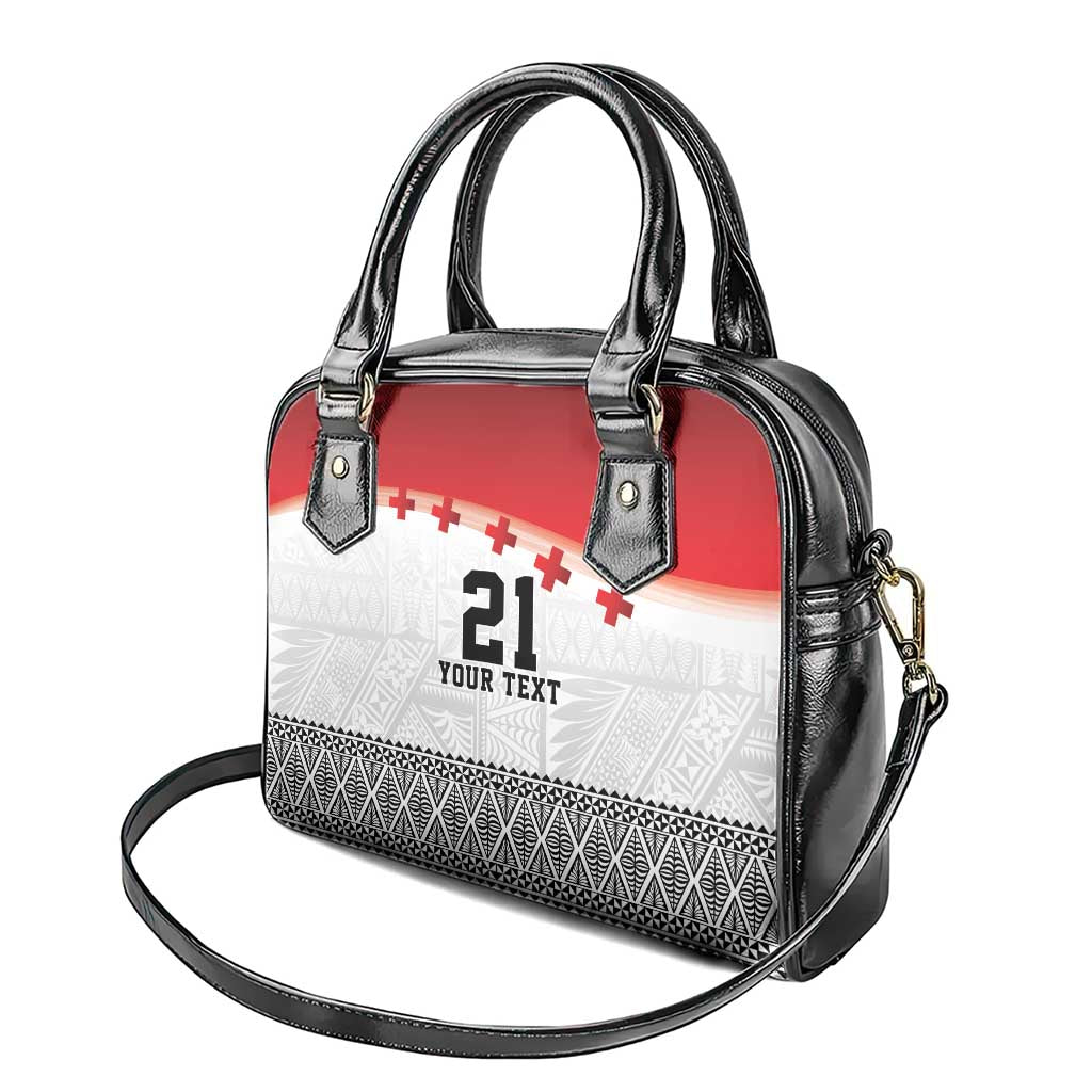 Ikale Tahi Pacific Tonga Rugby Custom Shoulder Handbag Tongan Ngatu with Flag Pattern LT9 - Polynesian Pride