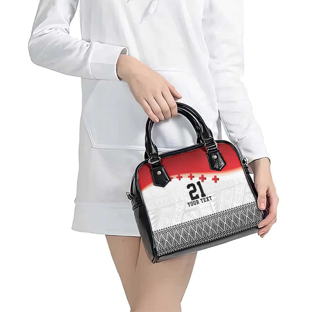 Ikale Tahi Pacific Tonga Rugby Custom Shoulder Handbag Tongan Ngatu with Flag Pattern LT9 - Polynesian Pride