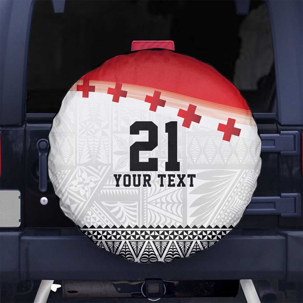 Ikale Tahi Pacific Tonga Rugby Custom Spare Tire Cover Tongan Ngatu with Flag Pattern