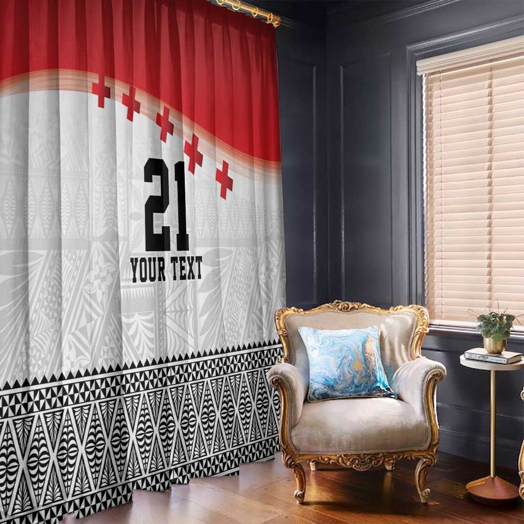 Ikale Tahi Pacific Tonga Rugby Custom Window Curtain Tongan Ngatu with Flag Pattern LT9 - Polynesian Pride