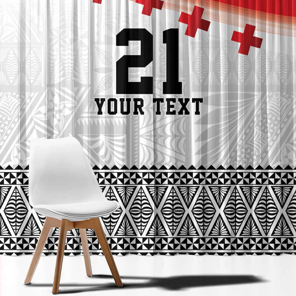 Ikale Tahi Pacific Tonga Rugby Custom Window Curtain Tongan Ngatu with Flag Pattern LT9 - Polynesian Pride