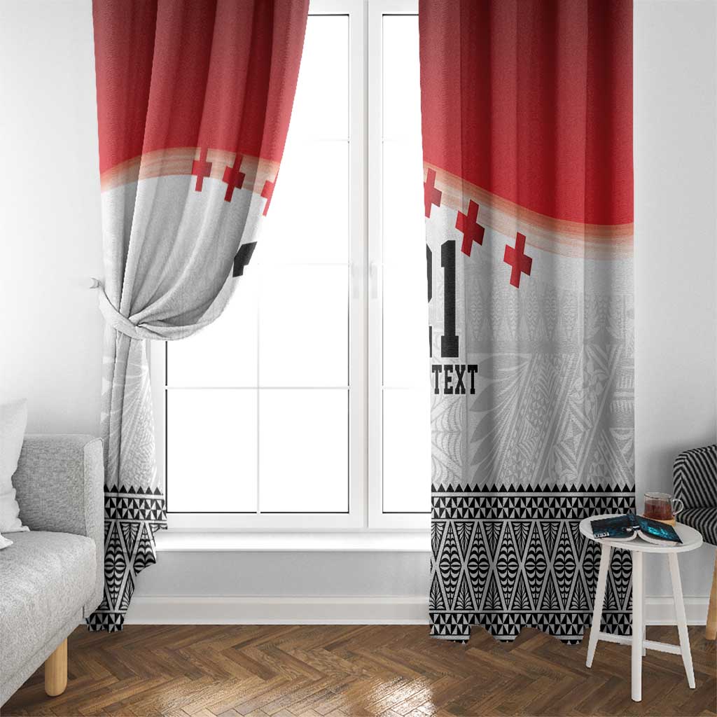 Ikale Tahi Pacific Tonga Rugby Custom Window Curtain Tongan Ngatu with Flag Pattern LT9 - Polynesian Pride