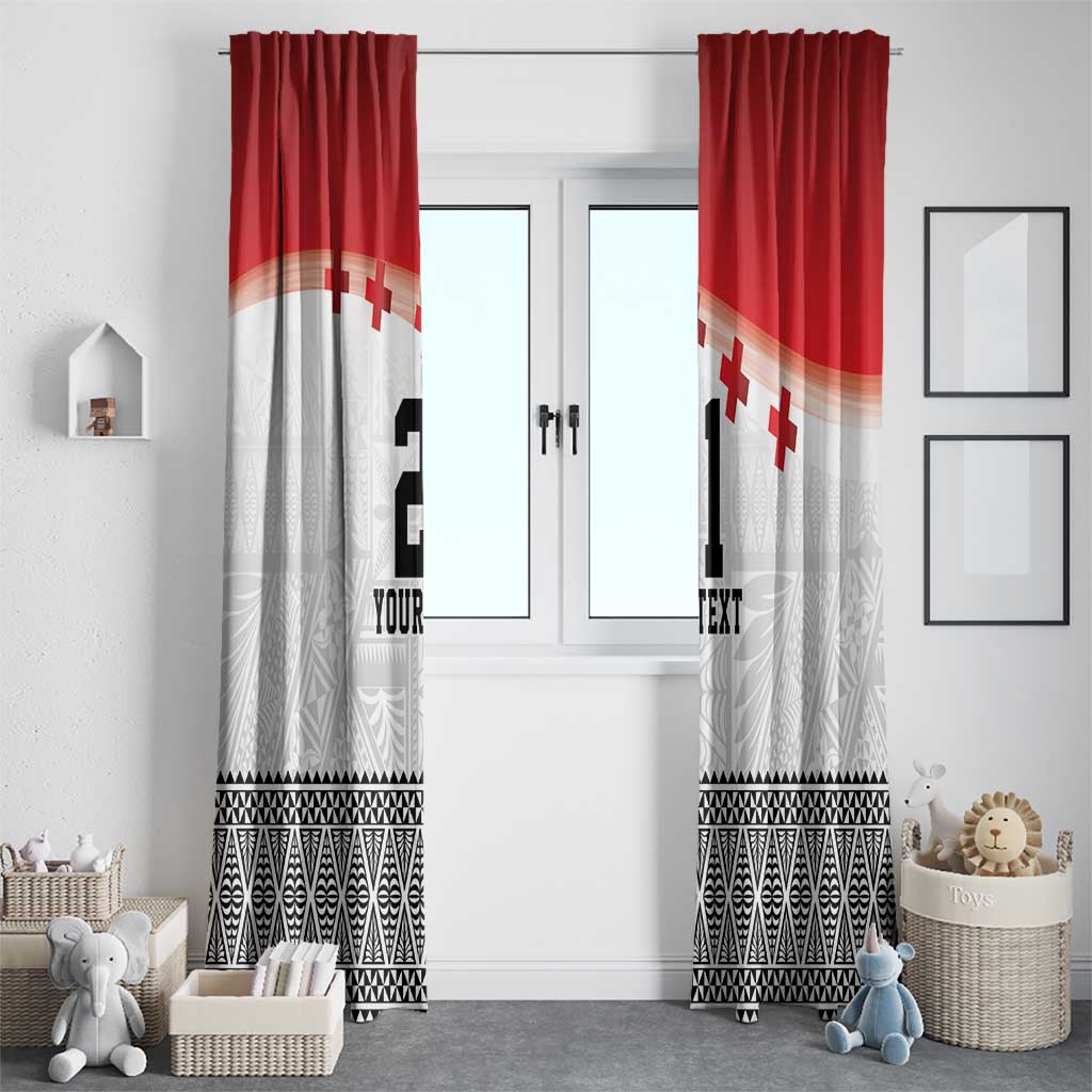 Ikale Tahi Pacific Tonga Rugby Custom Window Curtain Tongan Ngatu with Flag Pattern LT9 - Polynesian Pride