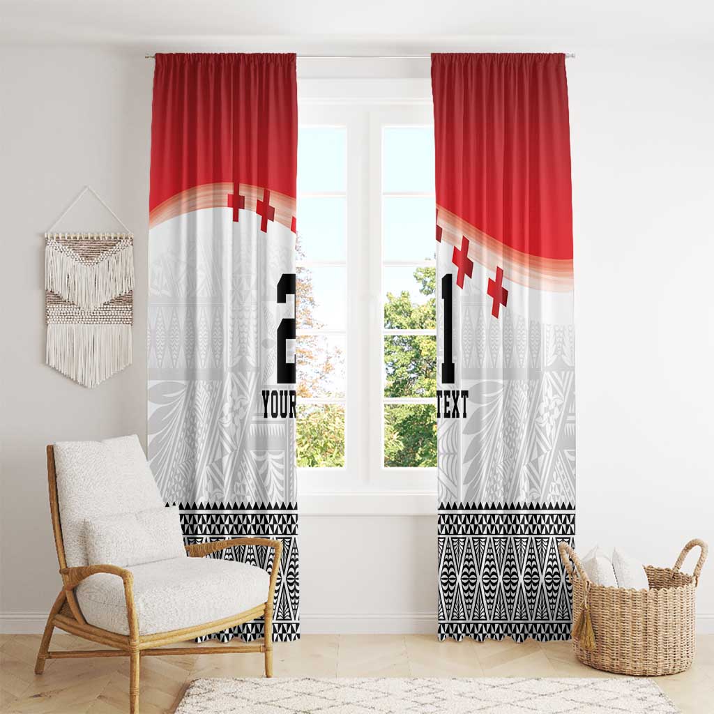 Ikale Tahi Pacific Tonga Rugby Custom Window Curtain Tongan Ngatu with Flag Pattern LT9 - Polynesian Pride