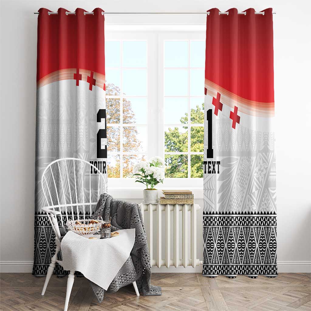Ikale Tahi Pacific Tonga Rugby Custom Window Curtain Tongan Ngatu with Flag Pattern LT9 - Polynesian Pride