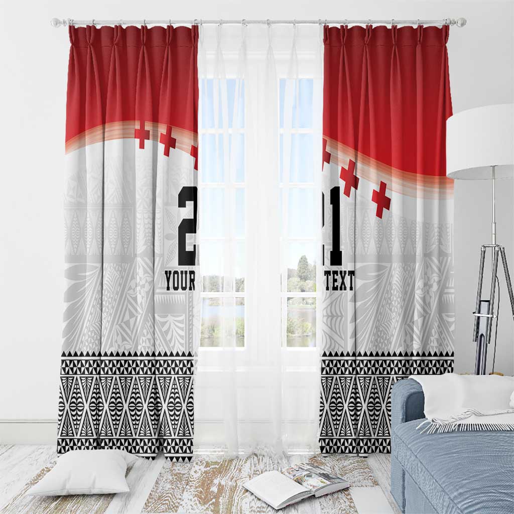 Ikale Tahi Pacific Tonga Rugby Custom Window Curtain Tongan Ngatu with Flag Pattern LT9 - Polynesian Pride