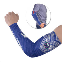 Manu Samoa Pacific Samoa Rugby Custom Arm Sleeves Polynesian Pattern LT9 Set of 2 Blue - Polynesian Pride
