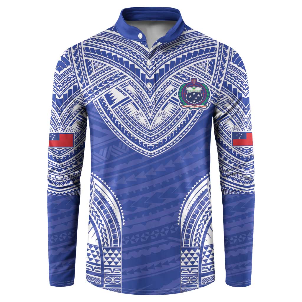 Manu Samoa Pacific Samoa Rugby Custom Button Sweatshirt Polynesian Pattern