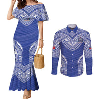 Manu Samoa Pacific Samoa Rugby Custom Couples Matching Mermaid Dress and Long Sleeve Button Shirt Polynesian Pattern