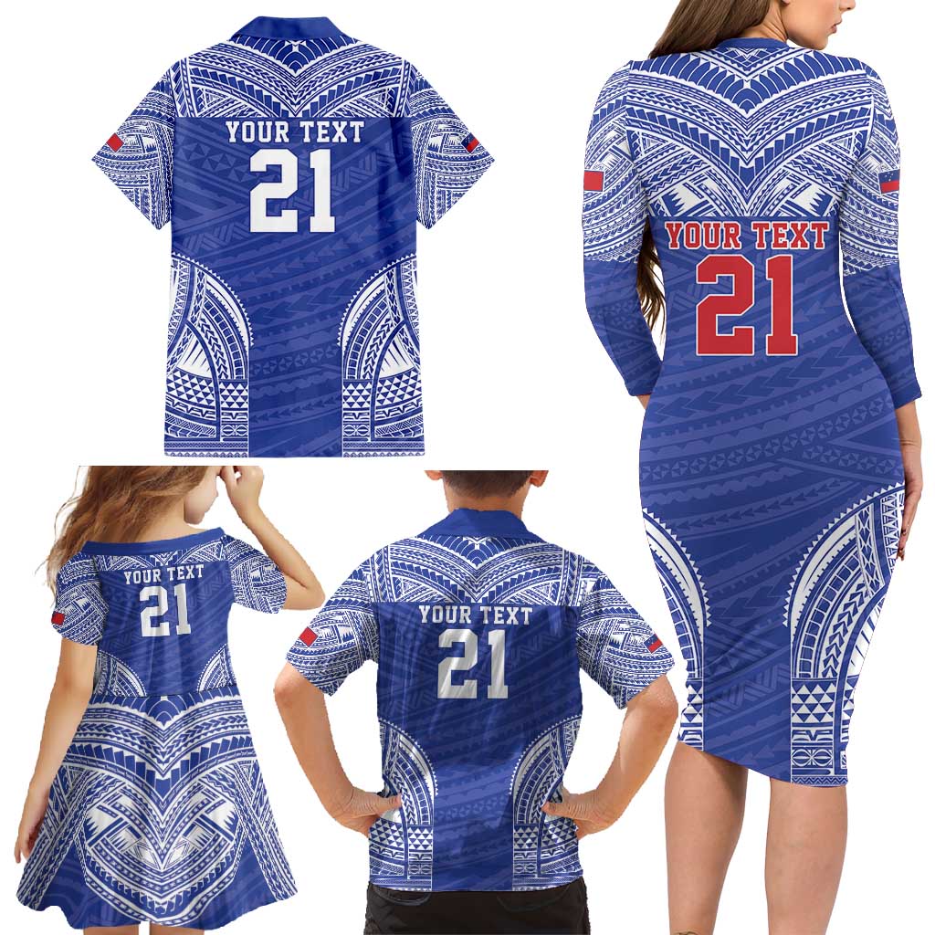 Manu Samoa Pacific Samoa Rugby Custom Family Matching Long Sleeve Bodycon Dress and Hawaiian Shirt Polynesian Pattern