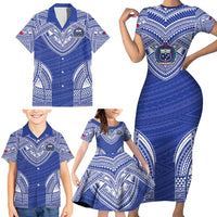 Manu Samoa Pacific Samoa Rugby Custom Family Matching Short Sleeve Bodycon Dress and Hawaiian Shirt Polynesian Pattern