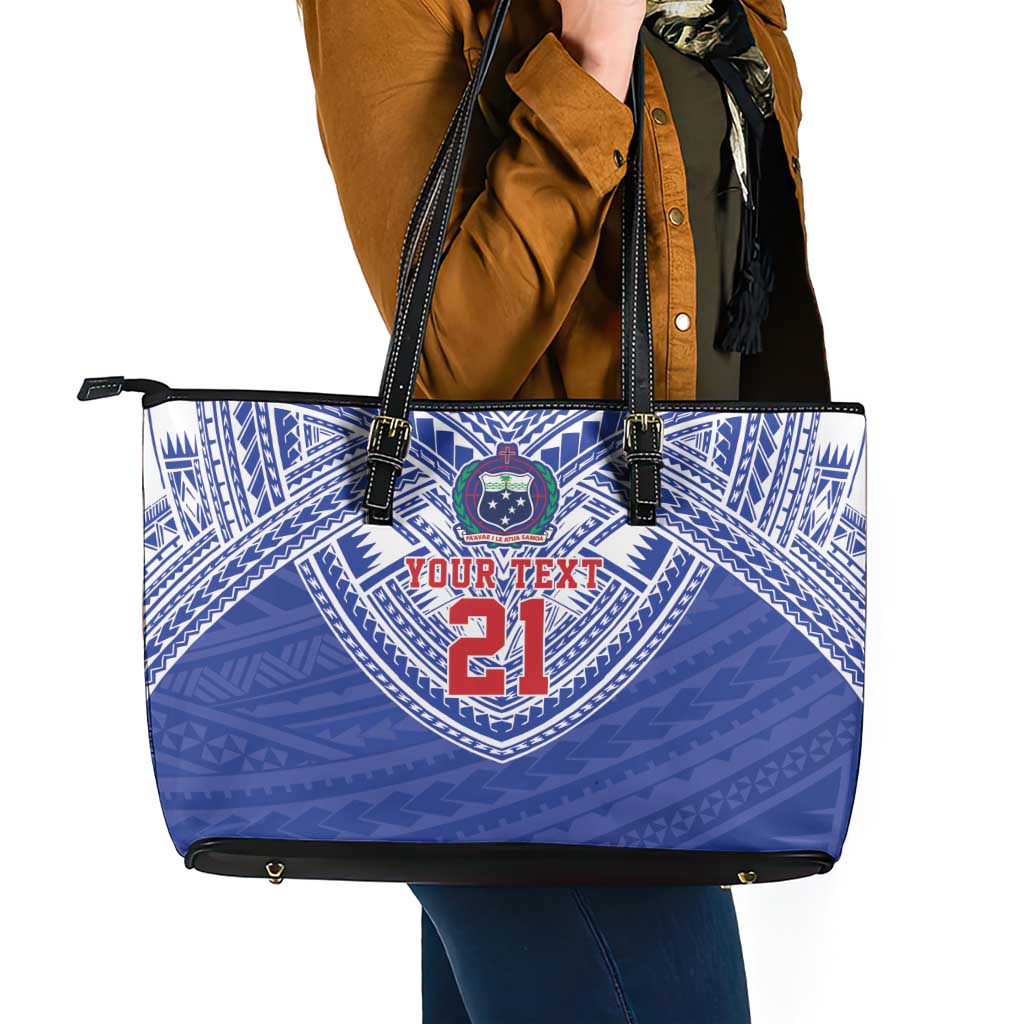 Manu Samoa Pacific Samoa Rugby Custom Leather Tote Bag Polynesian Pattern