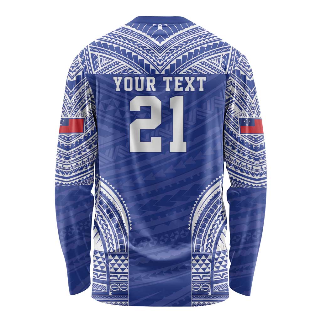 Manu Samoa Pacific Samoa Rugby Custom Long Sleeve Shirt Polynesian Pattern