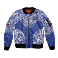 Manu Samoa Pacific Samoa Rugby Custom Sleeve Zip Bomber Jacket Polynesian Pattern