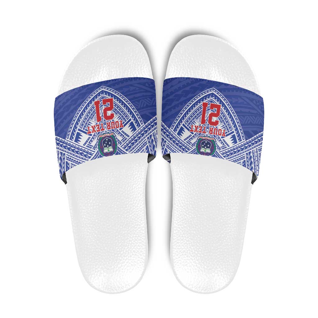 Manu Samoa Pacific Samoa Rugby Custom Slide Sandals Polynesian Pattern LT9 Blue - Polynesian Pride