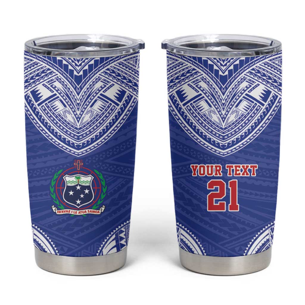 Manu Samoa Pacific Samoa Rugby Custom Tumbler Cup Polynesian Pattern LT9 Blue - Polynesian Pride