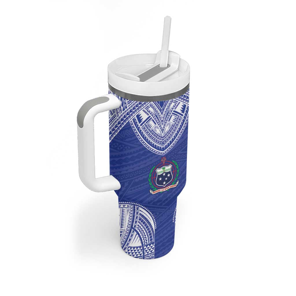 Manu Samoa Pacific Samoa Rugby Custom Tumbler With Handle Polynesian Pattern LT9 - Polynesian Pride