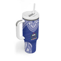 Manu Samoa Pacific Samoa Rugby Custom Tumbler With Handle Polynesian Pattern LT9 - Polynesian Pride