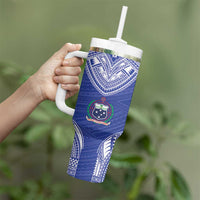 Manu Samoa Pacific Samoa Rugby Custom Tumbler With Handle Polynesian Pattern LT9 - Polynesian Pride