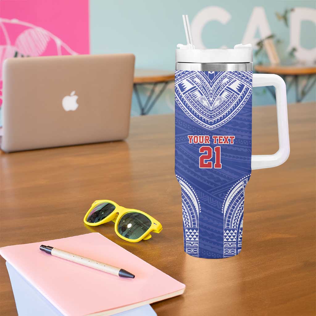 Manu Samoa Pacific Samoa Rugby Custom Tumbler With Handle Polynesian Pattern LT9 - Polynesian Pride
