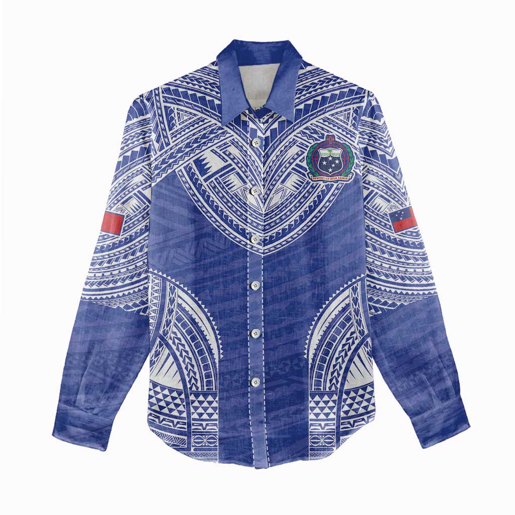 Manu Samoa Pacific Samoa Rugby Custom Women Casual Shirt Polynesian Pattern