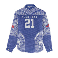Manu Samoa Pacific Samoa Rugby Custom Women Casual Shirt Polynesian Pattern