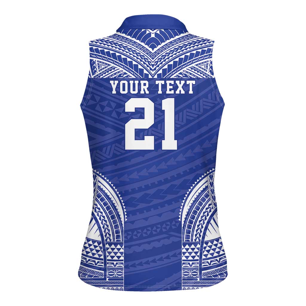 Manu Samoa Pacific Samoa Rugby Custom Women Sleeveless Polo Shirt Polynesian Pattern