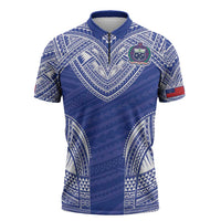 Manu Samoa Pacific Samoa Rugby Custom Zipper Polo Shirt Polynesian Pattern LT9 Blue - Polynesian Pride