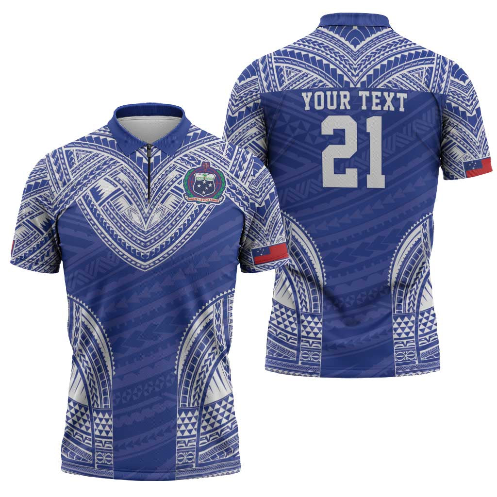 Manu Samoa Pacific Samoa Rugby Custom Zipper Polo Shirt Polynesian Pattern LT9 - Polynesian Pride