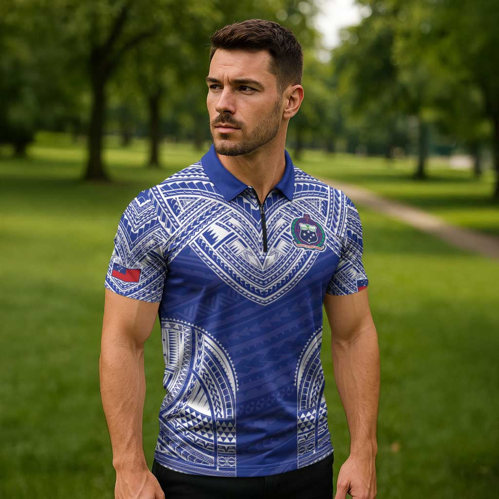 Manu Samoa Pacific Samoa Rugby Custom Zipper Polo Shirt Polynesian Pattern LT9 - Polynesian Pride