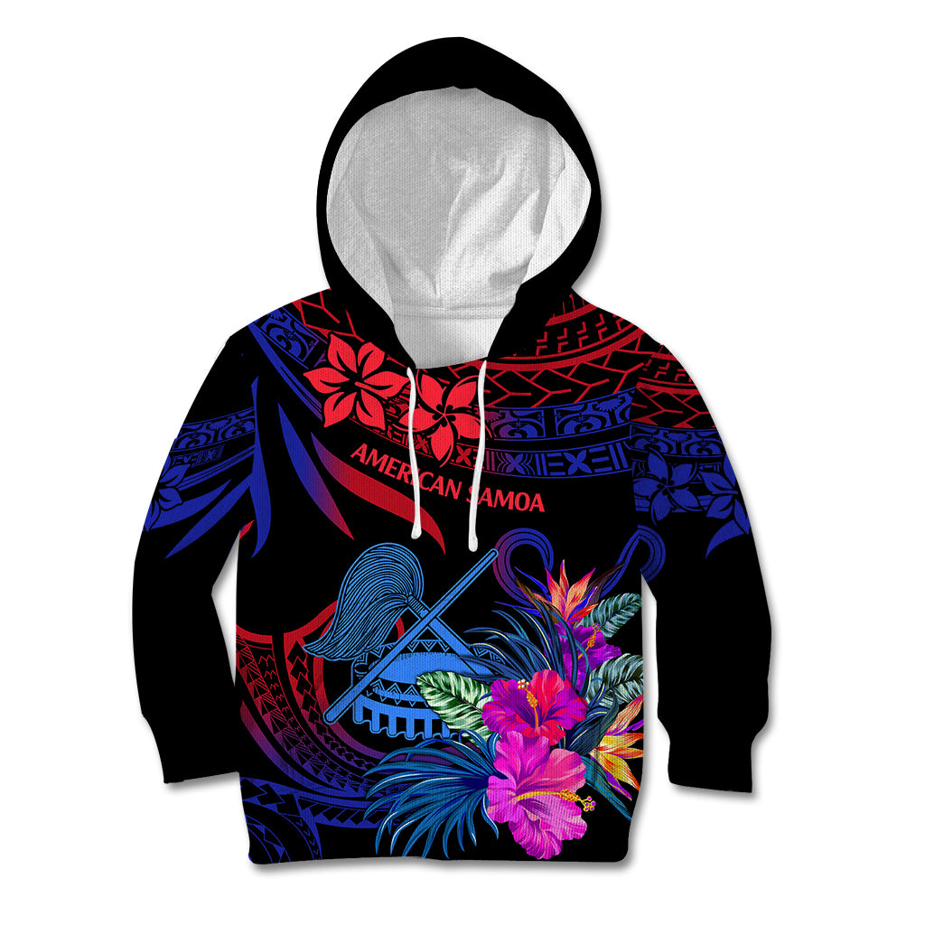 American Samoa Kid Hoodie Manu'a Cession Day Polynesian Tribal LT9 Gradient Blue - Polynesian Pride