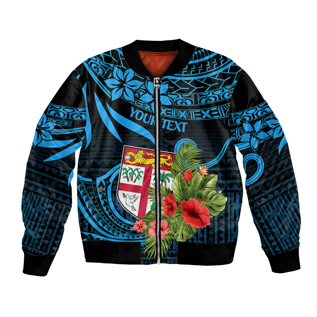 Custom Fiji Islands Bomber Jacket With Polynesian Tribal Happy National Day LT9 Unisex Blue - Polynesian Pride
