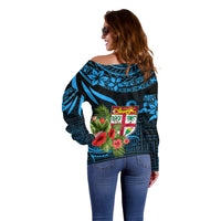 Custom Fiji Islands Off Shoulder Sweater With Polynesian Tribal Happy National Day LT9 - Polynesian Pride