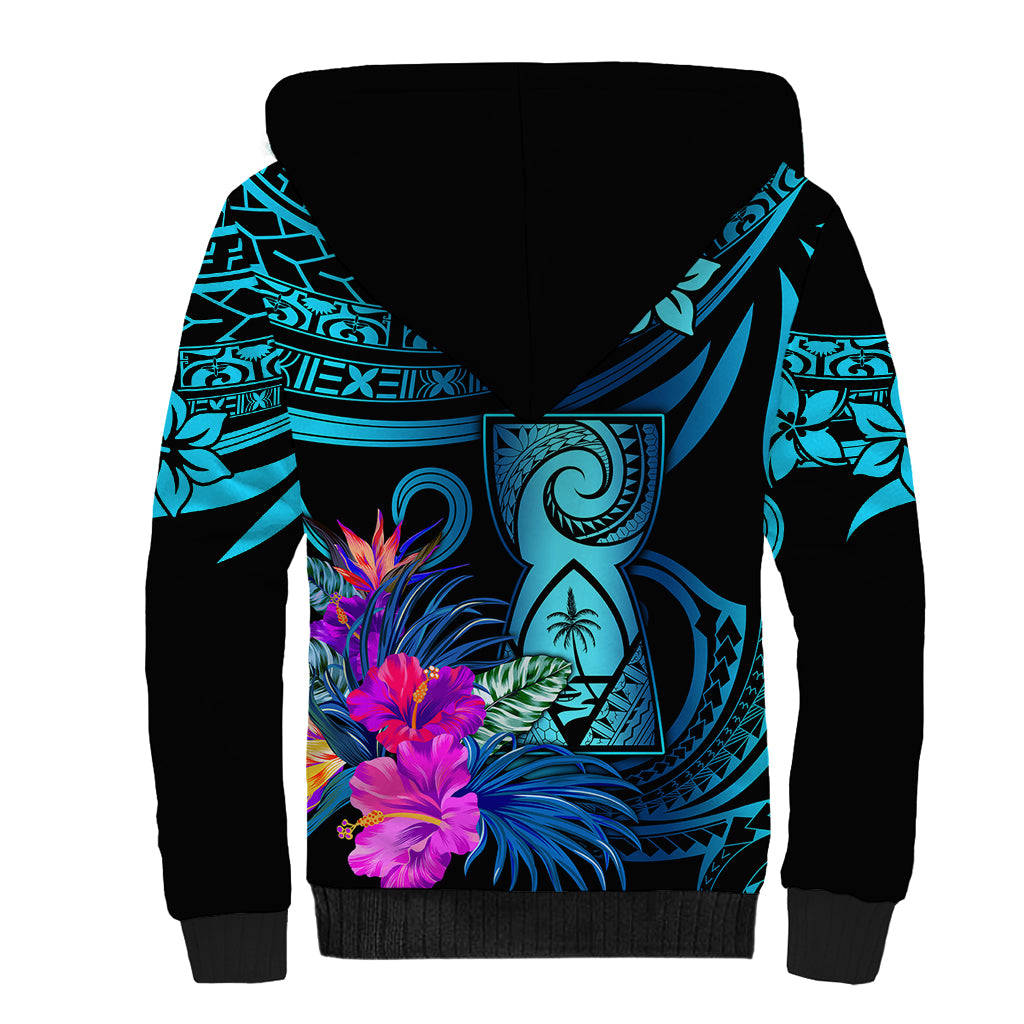 Custom Polynesian Guam Sherpa Hoodie With Latte Stone Happy Liberation Day LT9 - Polynesian Pride