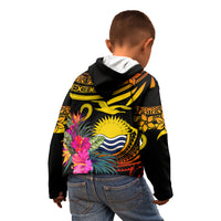 Polynesian Kiribati Independence Day Kid Hoodie Kiribati Emblem with Hibiscus Pacific Beauty LT9 - Polynesian Pride