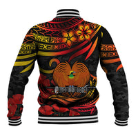 PNG Remembrance Day Baseball Jacket Polynesian Tribal and Poppy LT9 - Polynesian Pride