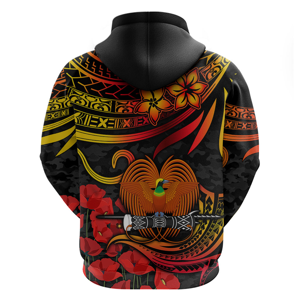 PNG Remembrance Day Hoodie Polynesian Tribal and Poppy LT9 - Polynesian Pride