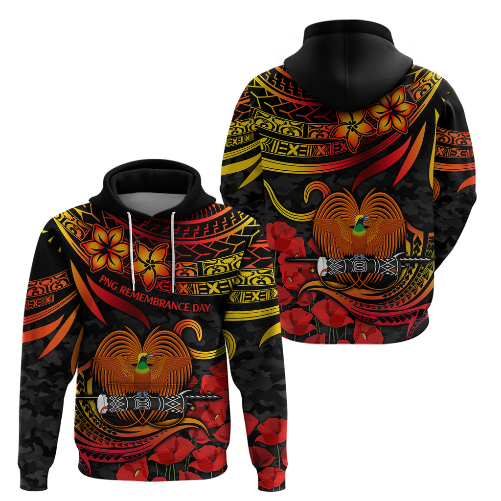 PNG Remembrance Day Hoodie Polynesian Tribal and Poppy LT9 - Polynesian Pride