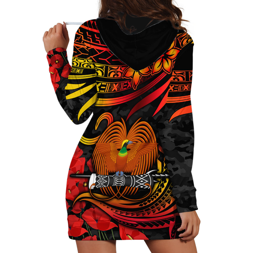 PNG Remembrance Day Hoodie Dress Polynesian Tribal and Poppy LT9 - Polynesian Pride