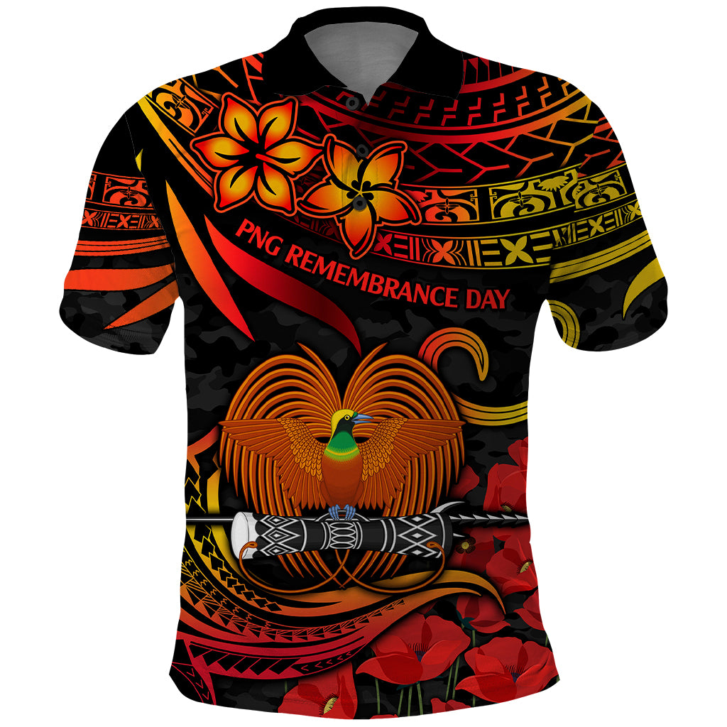 PNG Remembrance Day Polo Shirt Polynesian Tribal and Poppy LT9 Red - Polynesian Pride