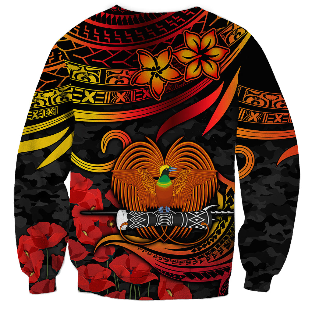PNG Remembrance Day Sweatshirt Polynesian Tribal and Poppy LT9 - Polynesian Pride
