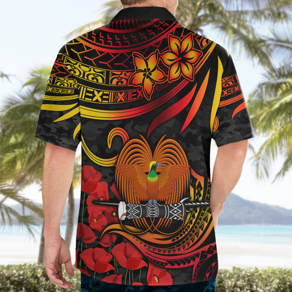 Custom PNG Remembrance Day Hawaiian Shirt Polynesian Tribal and Poppy LT9 - Polynesian Pride