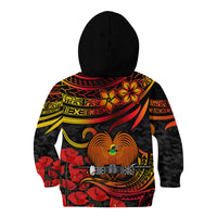 Custom PNG Remembrance Day Kid Hoodie Polynesian Tribal and Poppy LT9 - Polynesian Pride