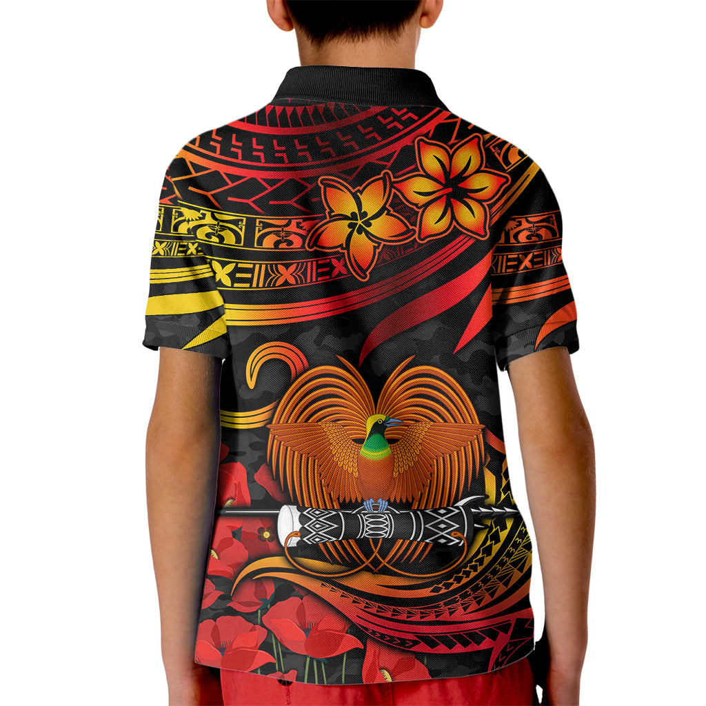 Custom PNG Remembrance Day Kid Polo Shirt Polynesian Tribal and Poppy LT9 - Polynesian Pride