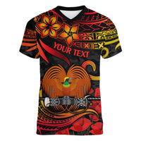 Custom PNG Remembrance Day Women V Neck T Shirt Polynesian Tribal and Poppy LT9 Female Red - Polynesian Pride