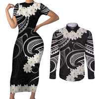White Sunday Tokelau Gardenia Thunbergia Couples Matching Short Sleeve Bodycon Dress and Long Sleeve Button Shirt Fakamalo Atu Kia Te Koutou Uma