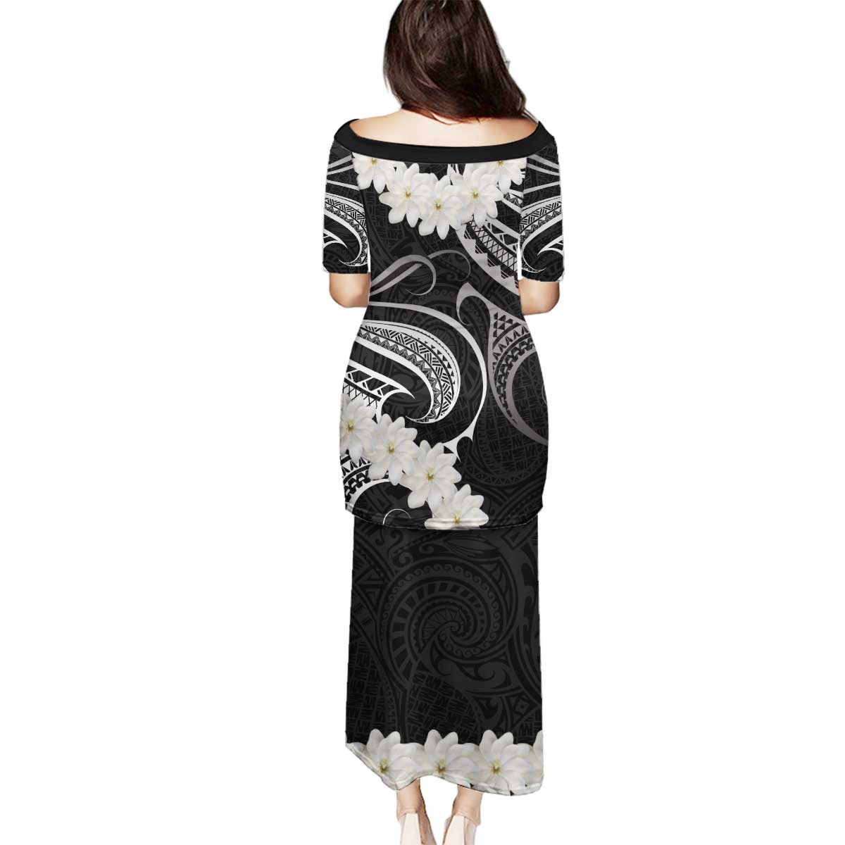 White Sunday Tokelau Gardenia Thunbergia Family Matching Puletasi and Hawaiian Shirt Fakamalo Atu Kia Te Koutou Uma